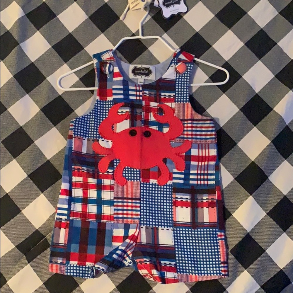 Mudpie Crab Plaid Shortall